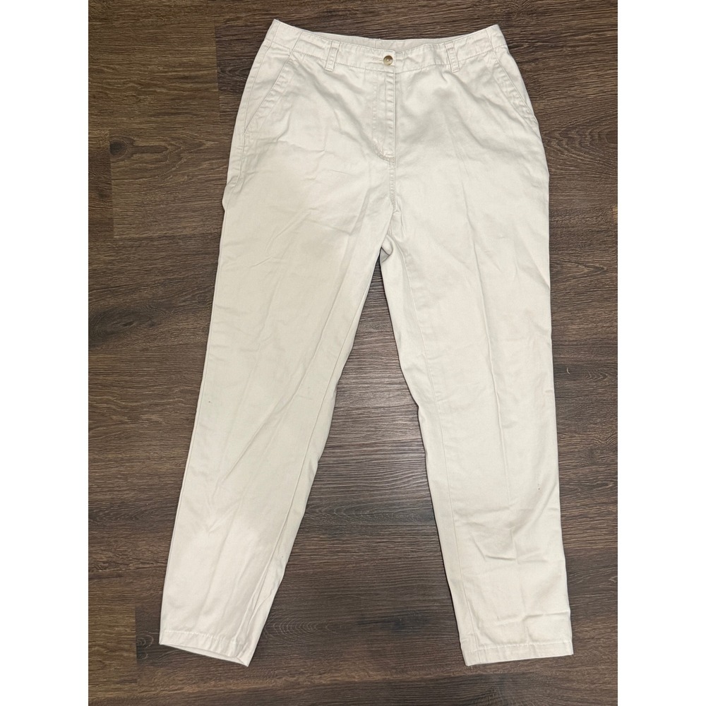 L.L.Bean Chino Pants Women 10 Reg Beige 100% Cotton Straight Leg